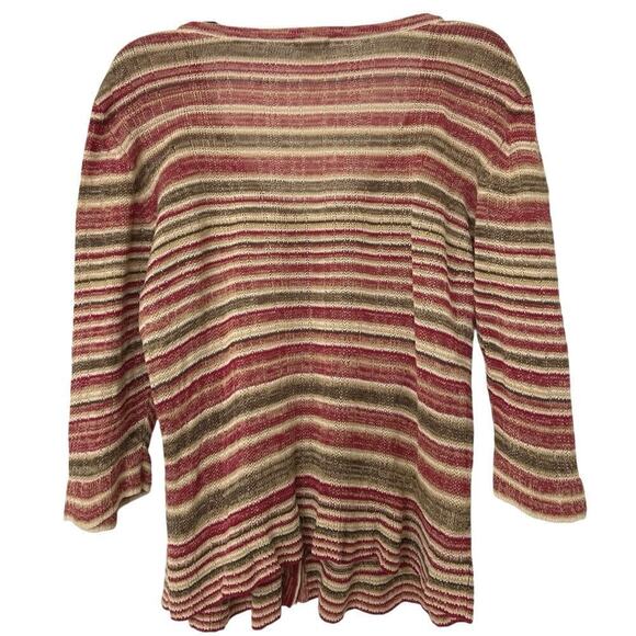 J.JILL Linen Blend Button Front Lightweight Striped Cardigan Sweater Size XL - Picture 6 of 9